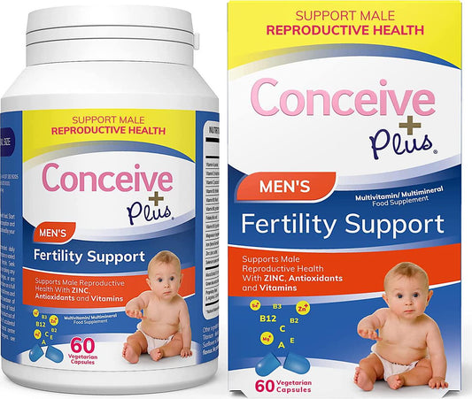 CONCEIVE PLUS Fertility Supplements for Men | 30-Day Supply | Zinc, Folate, Maca Root, Selenium | Semen Volumizer | Male Fertility Support Pills (60 Capsules)