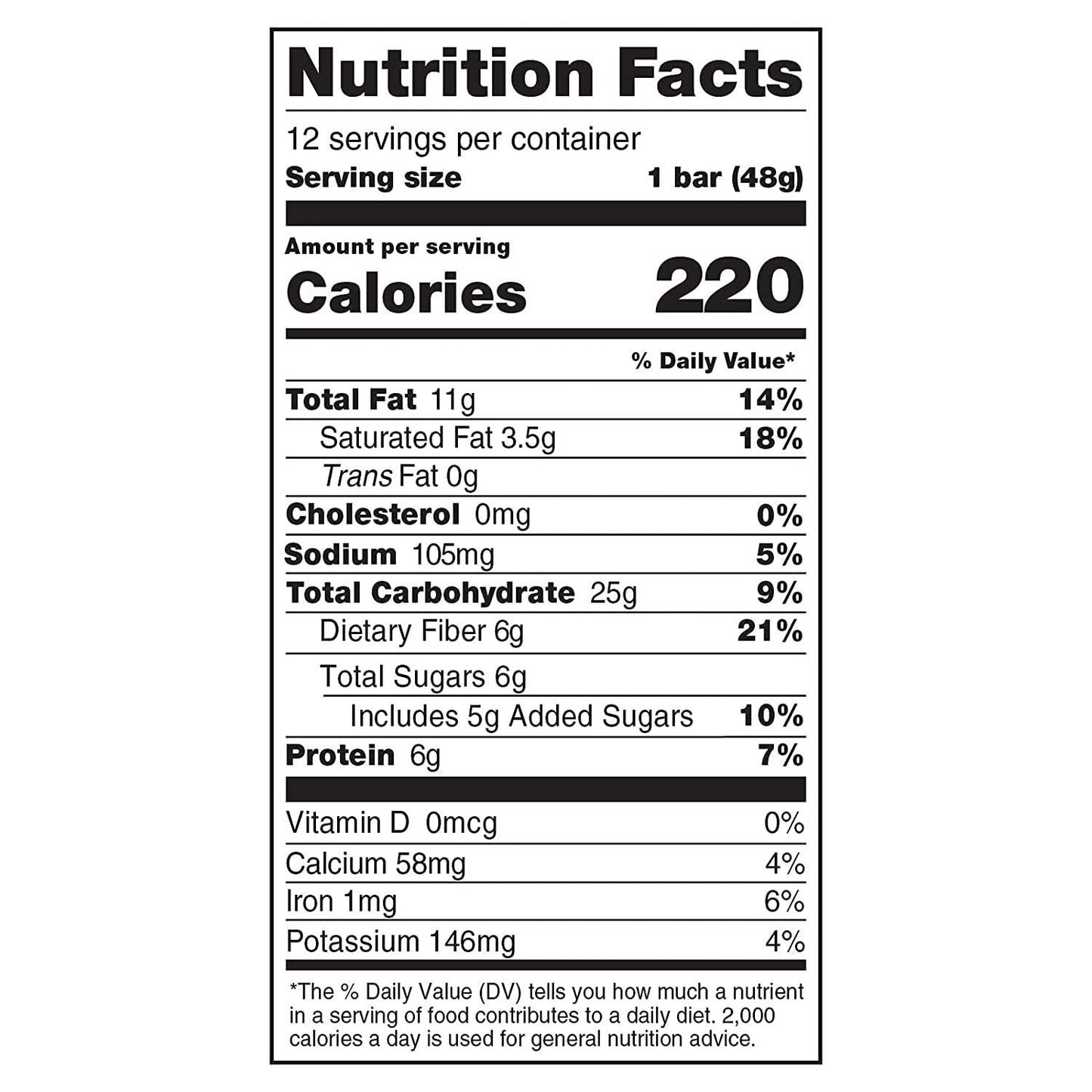 CRAVE BAR - Nutrition Energy Bar, Chocolate Almond Coconut, 6g Protein, 6g Fiber, Non-GMO, Gluten-Free (Pack of 12)