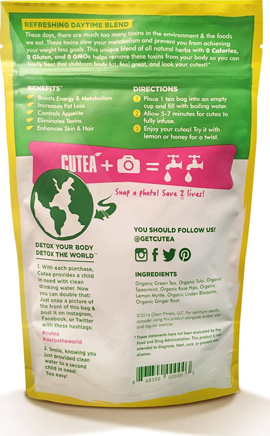 CUTEA Detox Weight Loss Tea - 14 Day Cleanse - Natural Herbal Tea Supplement - Burn Fat and Boost Energy - Control Appetite and Cleanse The Body with Rich Antioxidants -Reduce Belly Fat for Women and Men.