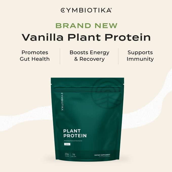 CYMBIOTIKA Plant-Based Protein Powder, Vanilla Flavored, 20g of Protein, 5g of Low Net Carbs, Take Pre or Post Workout, Soy-Free, Gluten-Free, Keto, Vegan - 2 lbs (Pack of 1)