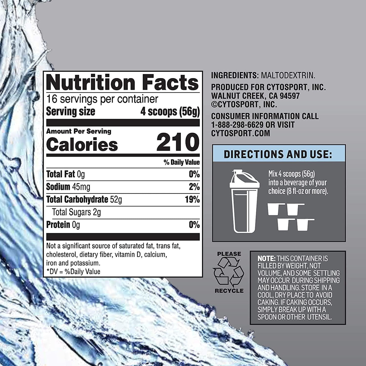 CYTOSPORT CYTOCARB Maltodextrin Powder, Complex Carbohydrates, NSF Certified for Sport, Unflavored, 1.98 lb