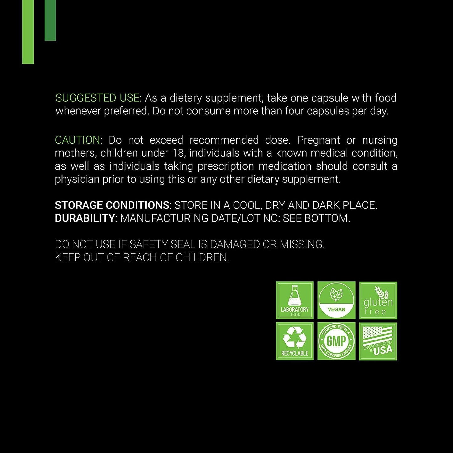 Caffeine 100mg, L-Theanine 200mg 120 Count (V-Capsules) / 120 Servings: Manufactured in a cGMP-Registered Facility in USA; Vegan and Gluten Free