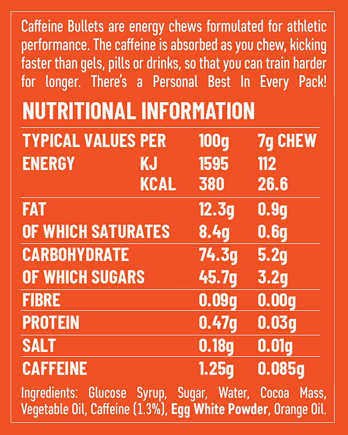 Caffeine Bullet 16 Caffeine Gummies for Adults. Each 85mg Caffeine Chocolate Orange Energy Chews: - Faster Kick Than Running gels for a mid-Race, Cycling Caffeinated, chewable Energy Boost