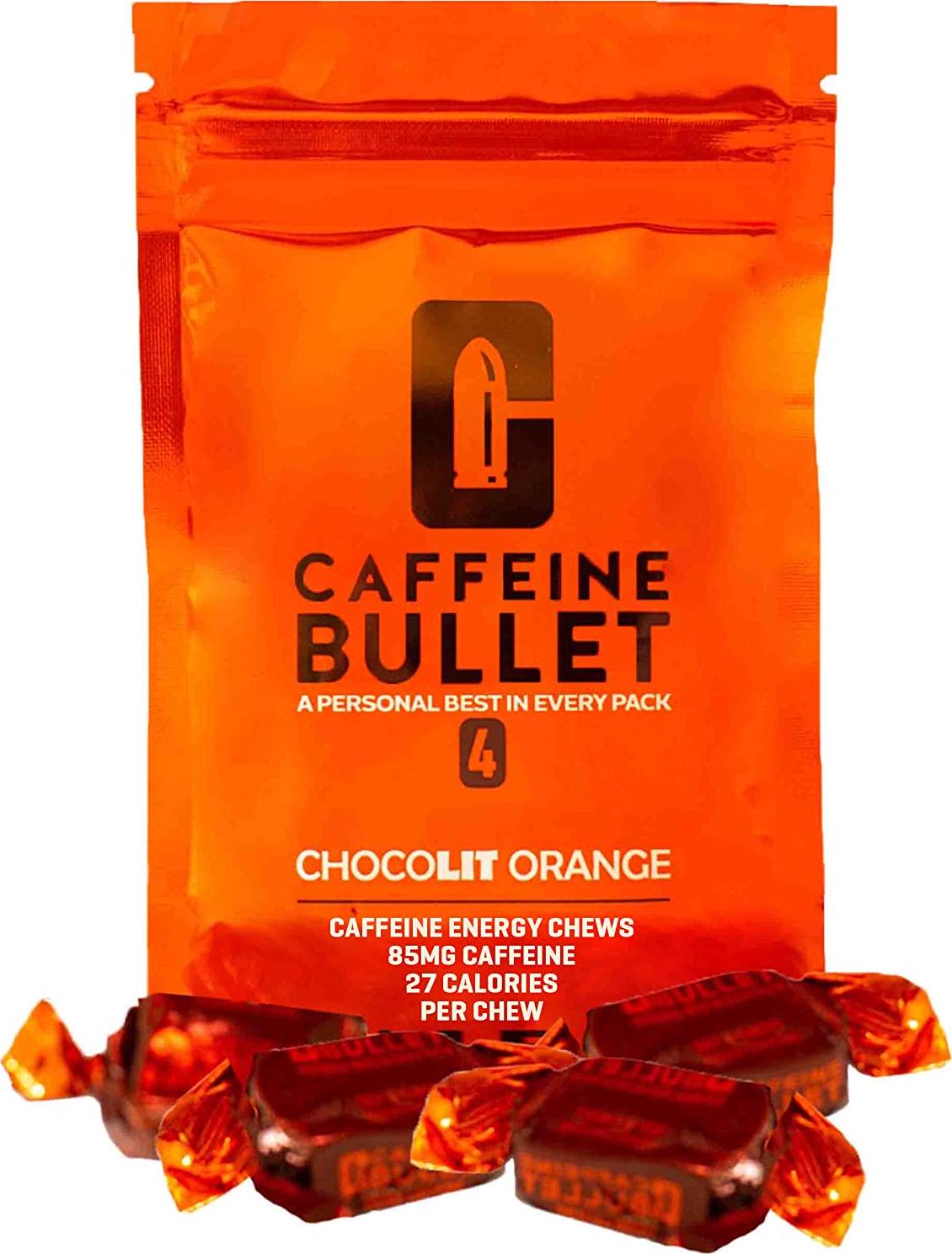 Caffeine Bullet 16 Caffeine Gummies for Adults. Each 85mg Caffeine Chocolate Orange Energy Chews: - Faster Kick Than Running gels for a mid-Race, Cycling Caffeinated, chewable Energy Boost