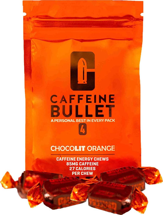Caffeine Bullet 16 Caffeine Gummies for Adults. Each 85mg Caffeine Chocolate Orange Energy Chews: - Faster Kick Than Running gels for a mid-Race, Cycling Caffeinated, chewable Energy Boost