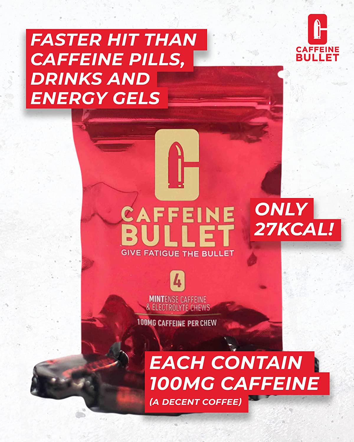 Caffeine Bullet Mint Energy Chews *40 – Faster Boost Than Gels, Tablets and Gum. 100mg Caffeine - Sport Science for Running, Cycling, Gaming and Pre Workout Endurance Kick.