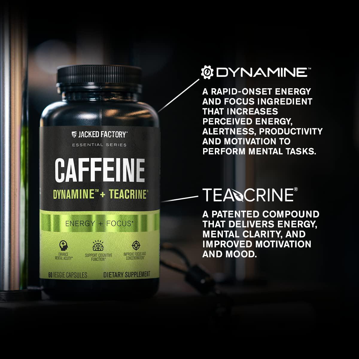 Caffeine Pills with Dynamine + TeaCrine - Nootropic Supplement for Improved Mental Focus, Energy and Clarity - 60 Capsules