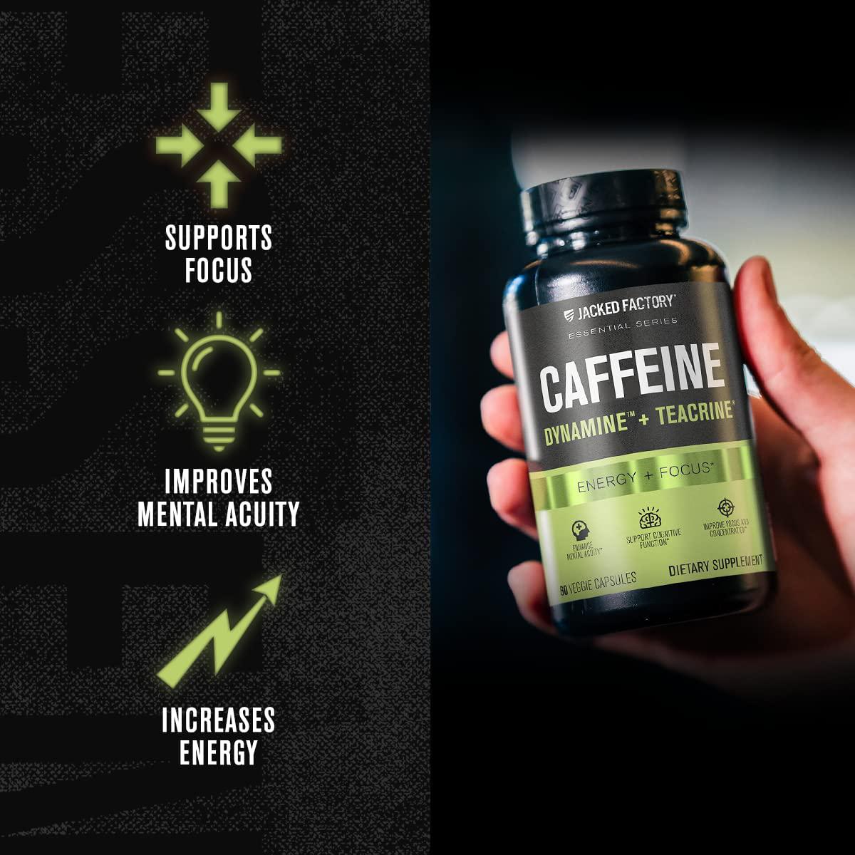 Caffeine Pills with Dynamine + TeaCrine - Nootropic Supplement for Improved Mental Focus, Energy and Clarity - 60 Capsules