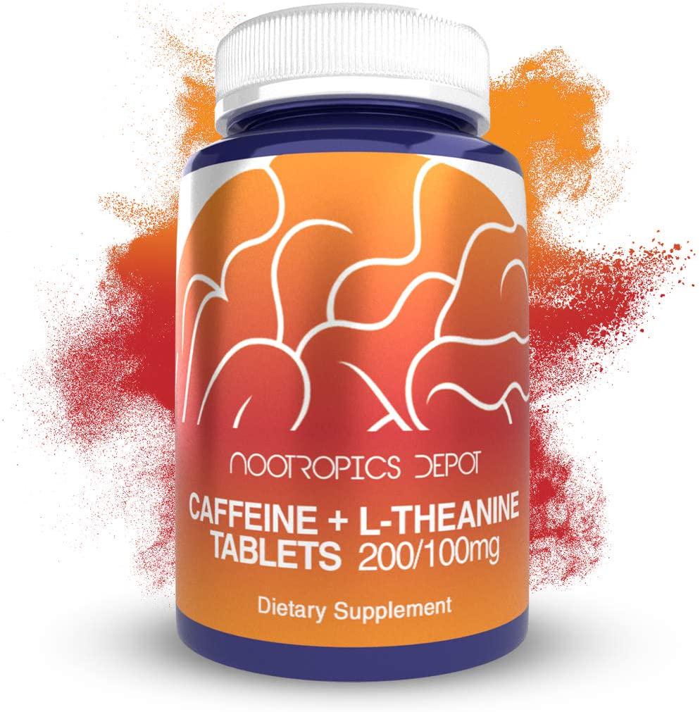 Caffeine and L-Theanine Capsules | 60 Count | Contains 200mg of Caffeine and 100mg of L-Theanine | Natural Nootropic Supplement | Energy Booster | Mental Focus + Alertness | Coffee Alternative