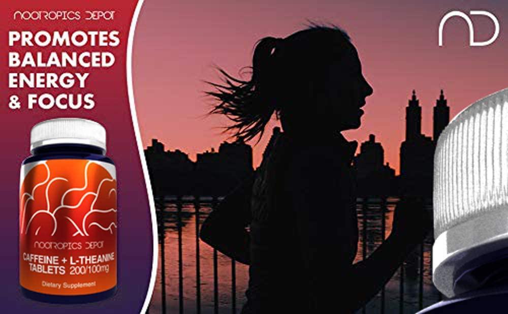 Caffeine and L-Theanine Capsules | 60 Count | Contains 200mg of Caffeine and 100mg of L-Theanine | Natural Nootropic Supplement | Energy Booster | Mental Focus + Alertness | Coffee Alternative