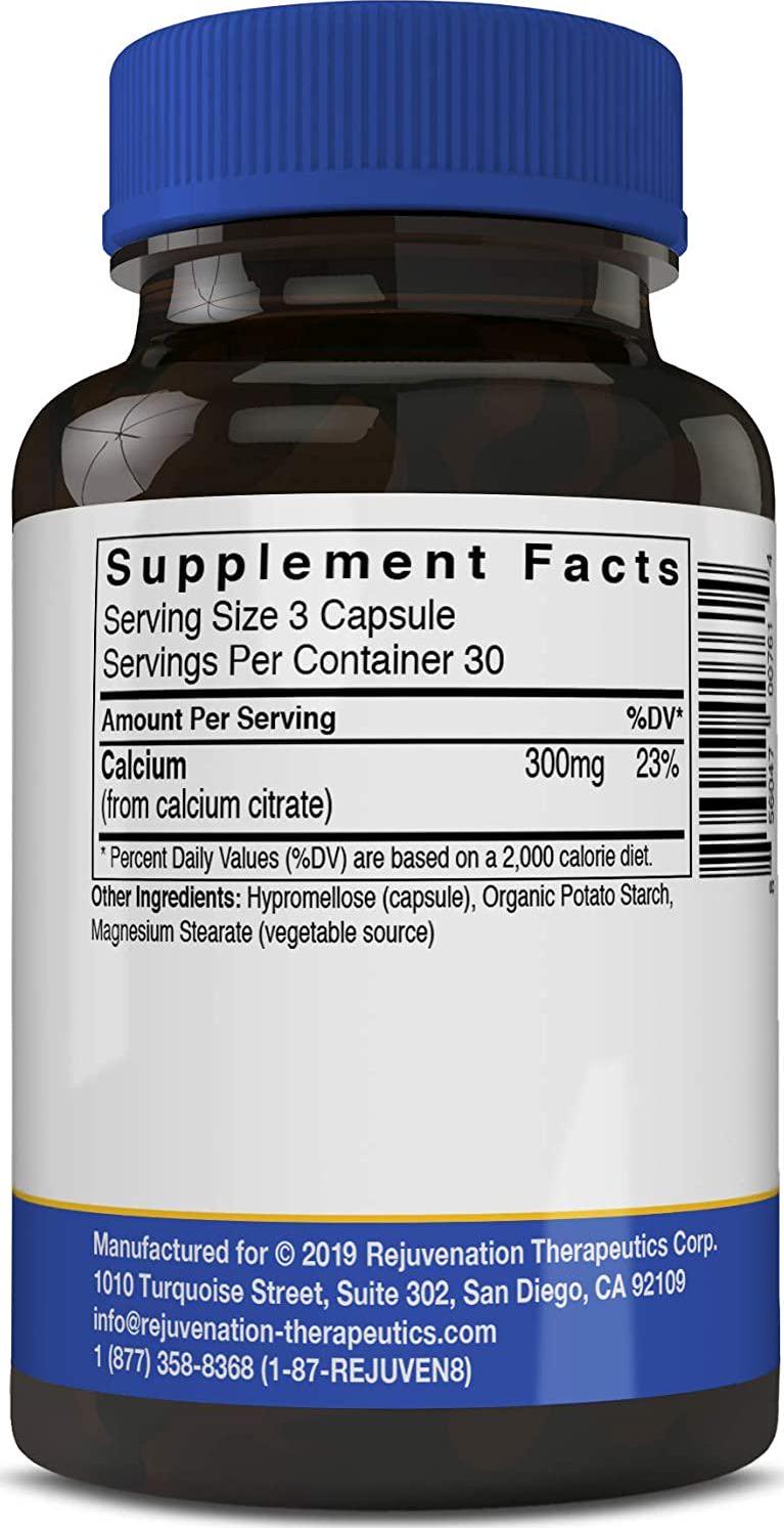 Calcium Citrate Dietary Supplement, Bone Health Capsules for Osteoporosis, 90 ct