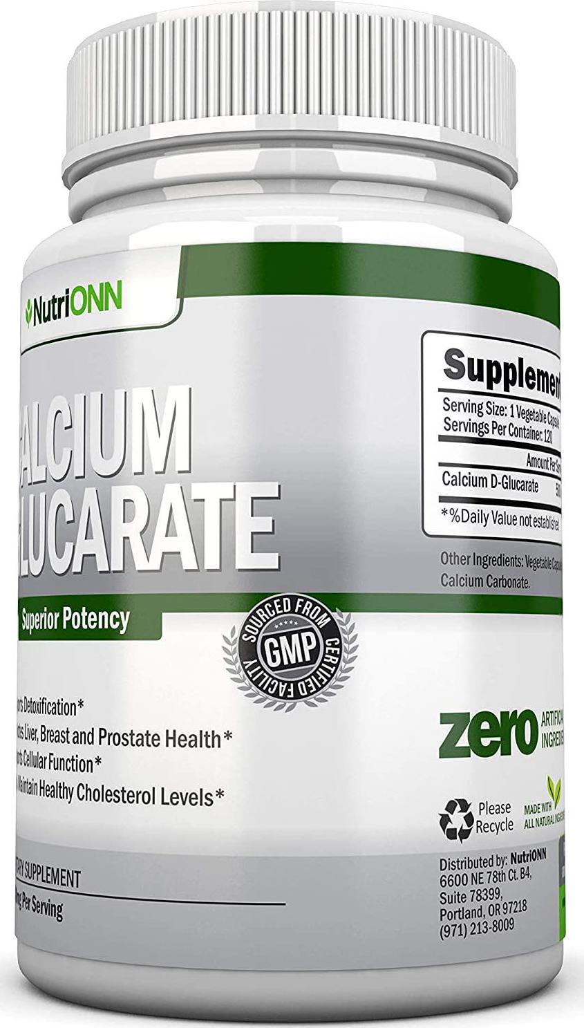 Calcium D-Glucarate - 500mg - 120 Vegetable Capsules - Superior Potency To Support Liver Detoxification, Estrogen Metabolism and Hormonal Balance- Helps With Weight Loss, Prostate, Breast and Colon Health