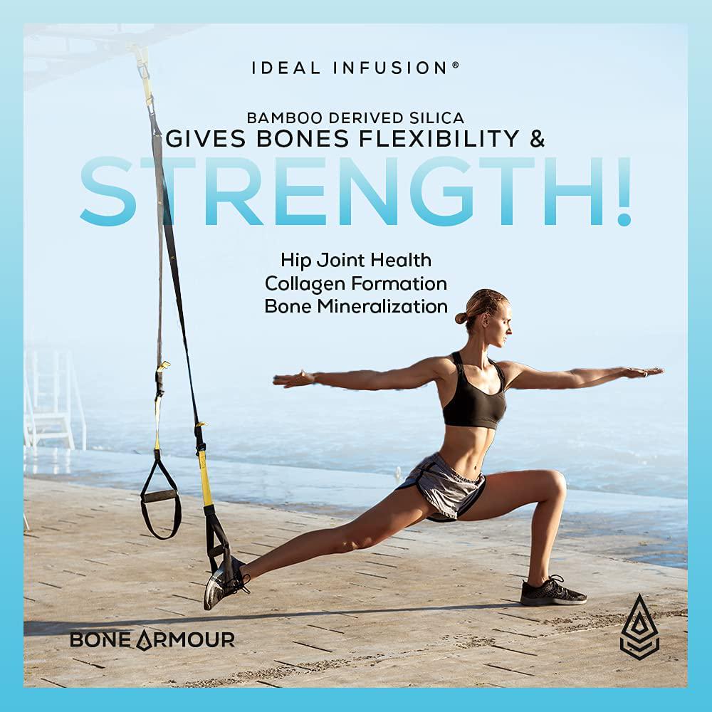 Calcium Free Bone Density Support: Bamboo Silica and Marine Magnesium for Bone Flexibility, Mineralization and Hip Joint Health - Vegan Vitamin D3, K1, K2 for Arterial Health (60 Servings)