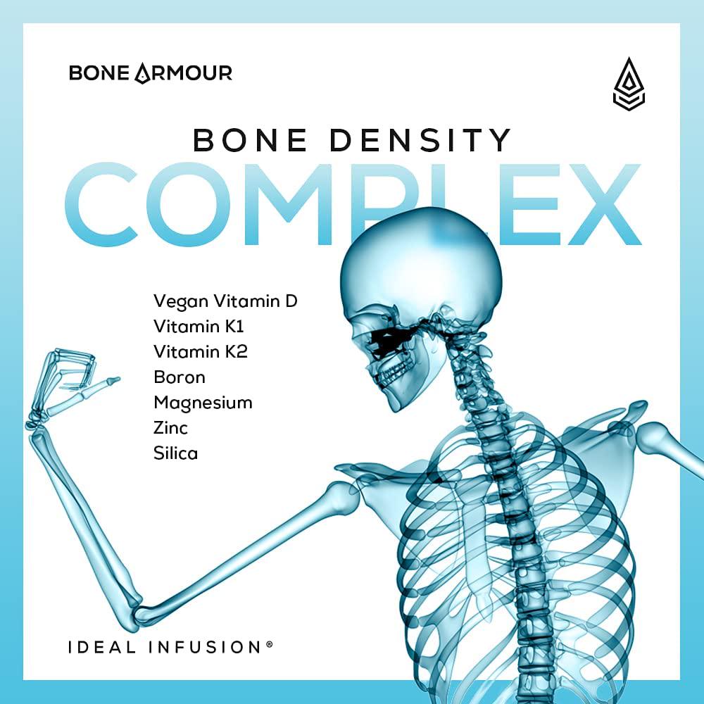 Calcium Free Bone Density Support: Bamboo Silica and Marine Magnesium for Bone Flexibility, Mineralization and Hip Joint Health - Vegan Vitamin D3, K1, K2 for Arterial Health (60 Servings)