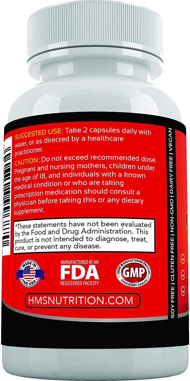 Calcium Magnesium Vitamin D3 and K2 HMS Nutrition 120 Capsules Supports Lung Health Immune System Strong Bones Teeth Non-GMO Soy and Dairy Free Vegan Calcium Orotate