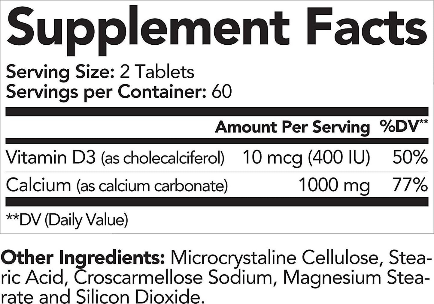 Calcium Supplement with Vitamin D3 - Bone Strength Support by Honest To Wellness for Muscular and Nervous System Health – 1000MG – 120 Count