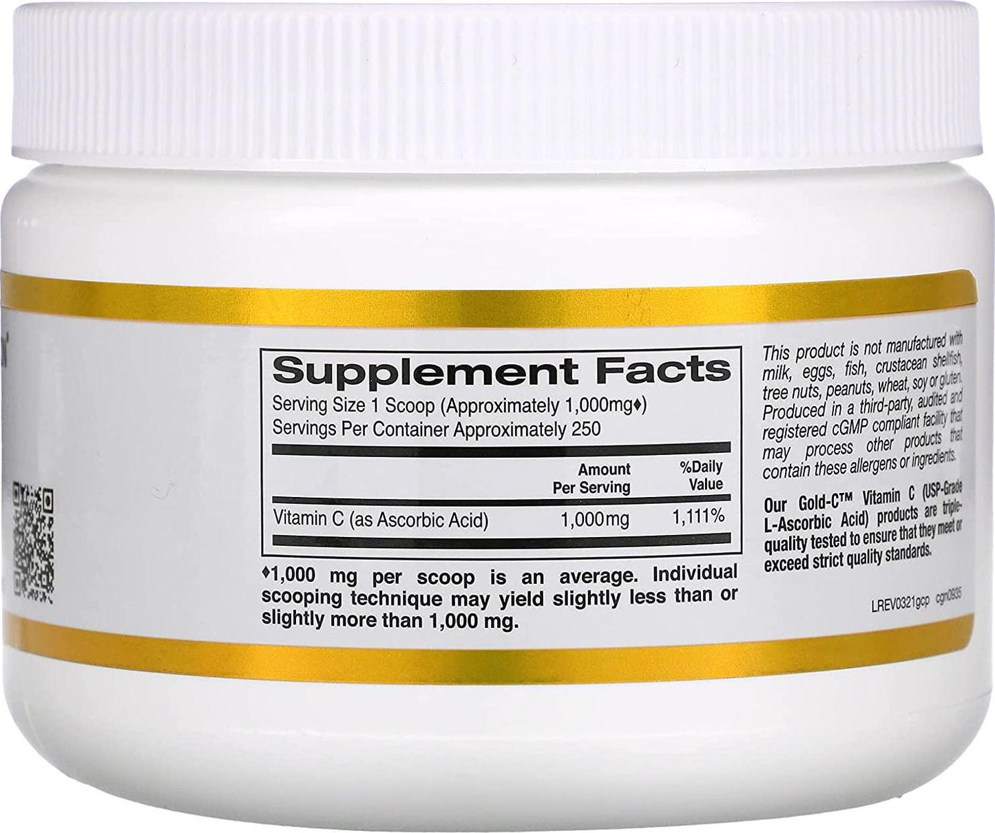 California Gold Nutrition Gold C Powder 8 81 oz 250 g