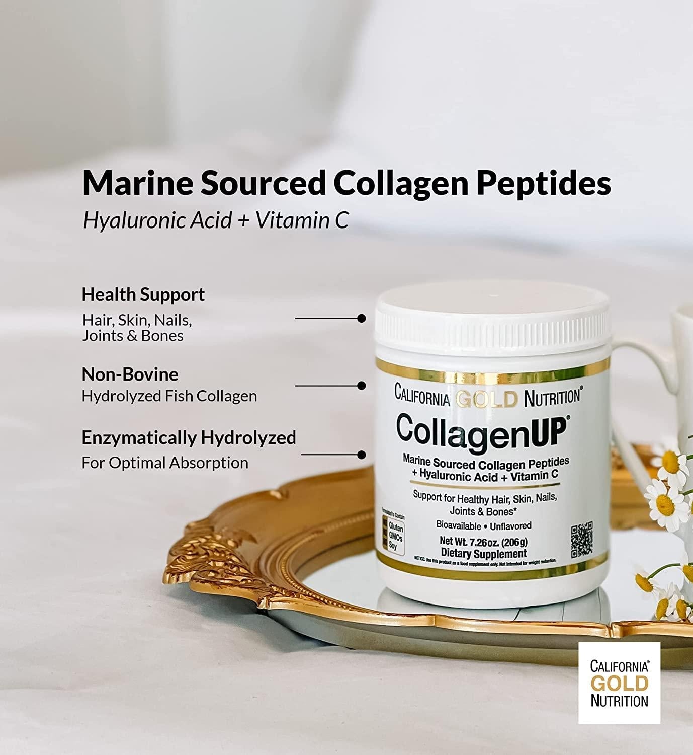 California Gold Nutrition CollagenUP Marine Collagen Hyaluronic Acid Vitamin C Unflavored 16 36 oz 464 g