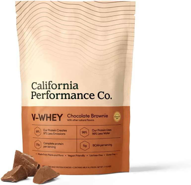 California Performance Co. V-Whey Animal-Free Protein Powder, Vegan Friendly, Up to 23g Protein Per Serving Per Serving (Chocolate Brownie)
