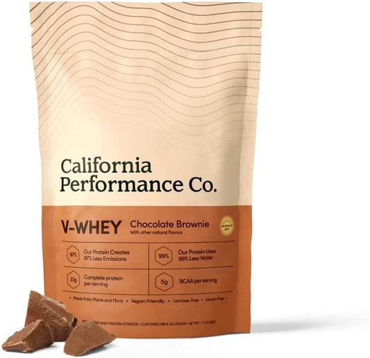 California Performance Co. V-Whey Animal-Free Protein Powder, Vegan Friendly, Up to 23g Protein Per Serving Per Serving (Chocolate Brownie)