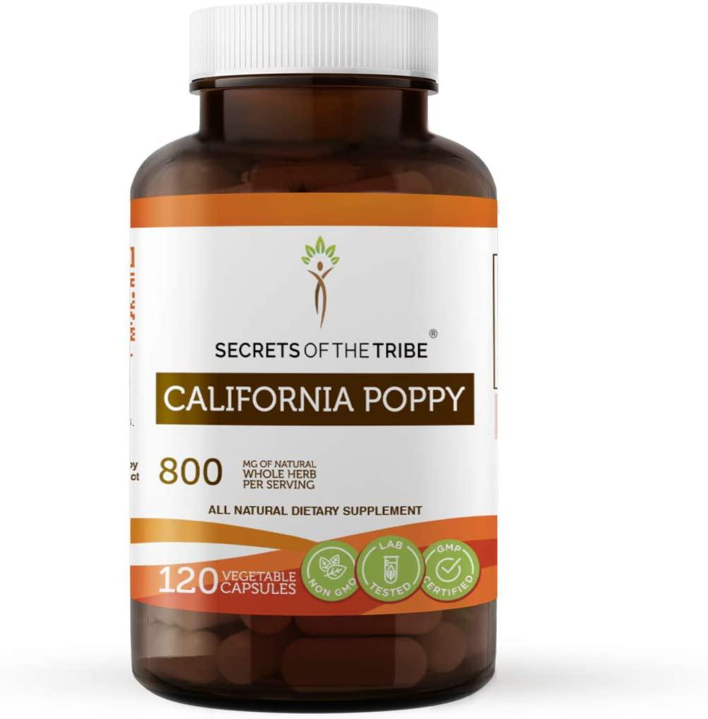 California Poppy 120 Capsules, 800 mg, Organic California Poppy (Eschscholzia Californica) Dried Herb and Flower (120 Capsules)