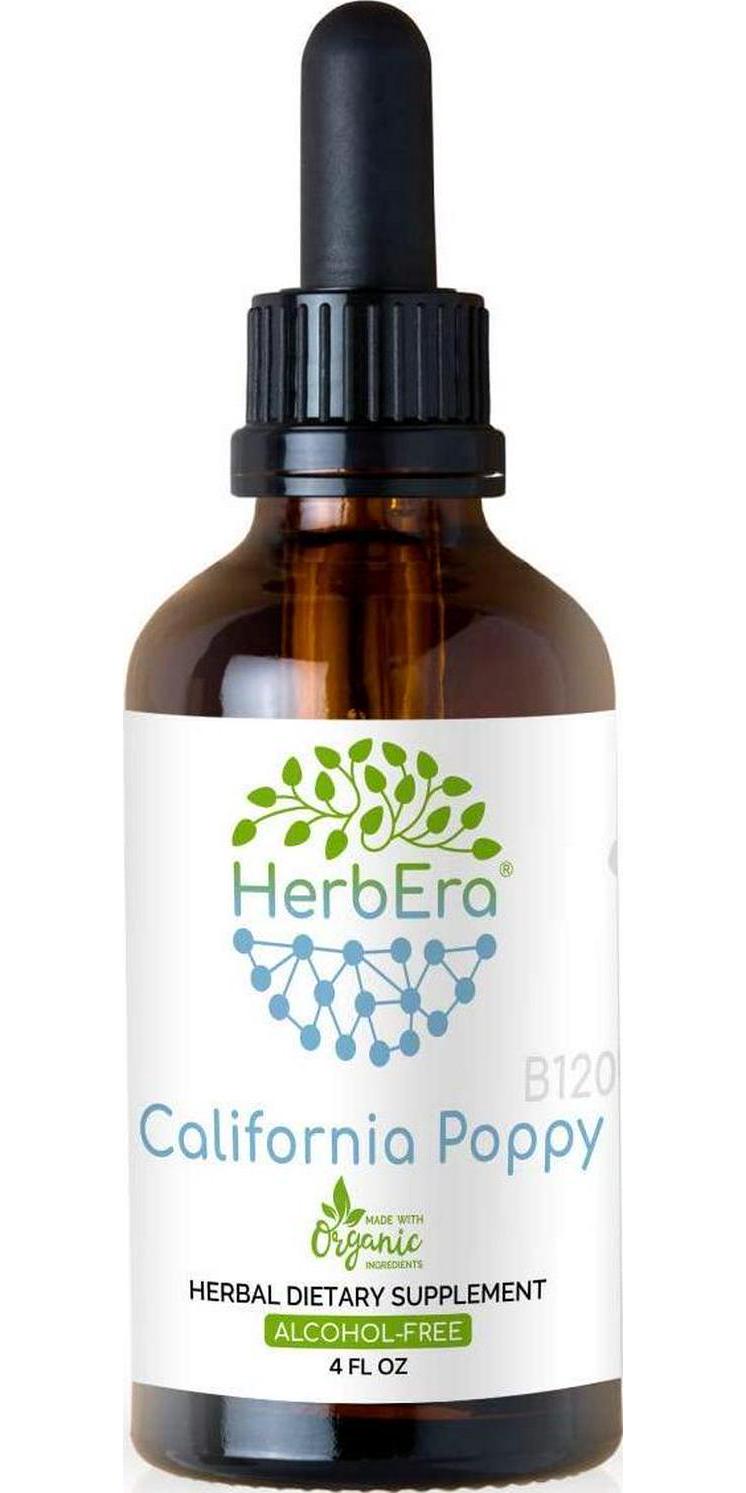 California Poppy B120 Alcohol-Free Herbal Extract Tincture, Super-Concentrated Organic California Poppy (Eschscholzia Californica) 4 fl oz