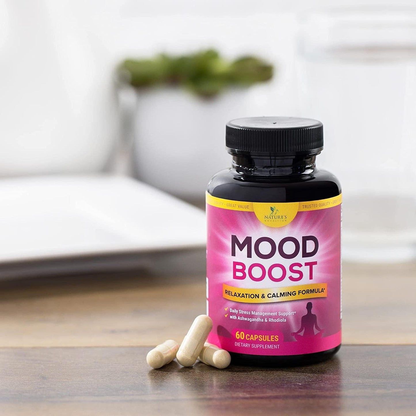 Calm Support Supplement - 1000mg Herbal Formula with 28 Powerful Ingredients Including Ashwagandha, L-Theanine, and GABA - for Natural Calm, Mood Support, Stress Support, and Relaxation - 60 Capsules