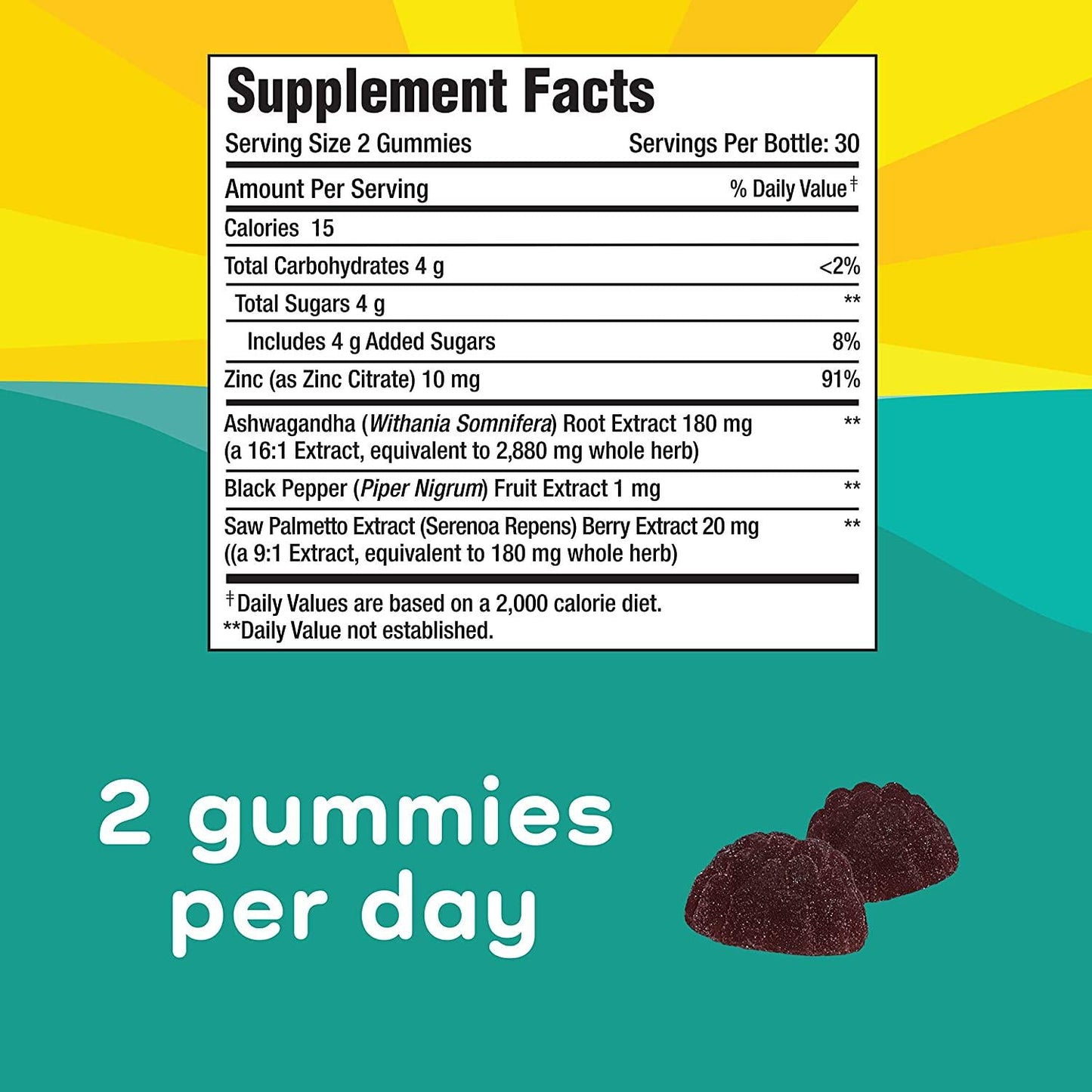 Calmable Stress Relief for Teens - Feel Happy, Calm, Focused and Relaxed and The Most Vibrant You - with Zinc, Ashwagandha, and Saw Palmetto - Anti Stress Support Vitamin Supplement - 60 Gummies