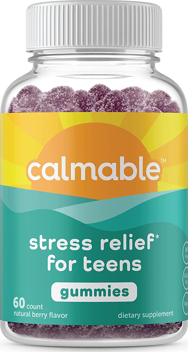 Calmable Stress Relief for Teens - Feel Happy, Calm, Focused and Relaxed and The Most Vibrant You - with Zinc, Ashwagandha, and Saw Palmetto - Anti Stress Support Vitamin Supplement - 60 Gummies