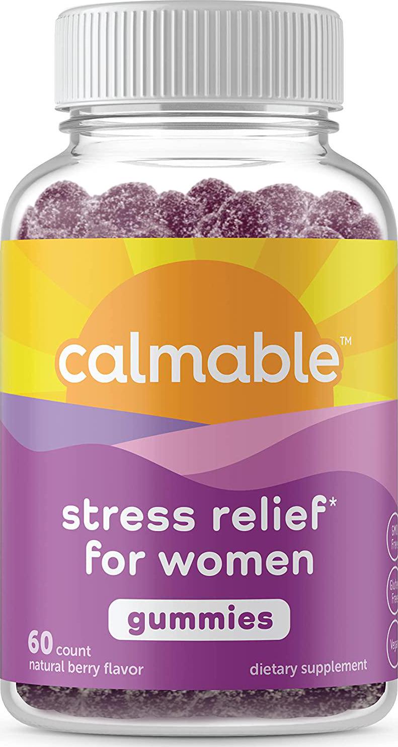 Calmable Stress Relief for Women - Feel Happy, Calm, Focused and Relaxed and the most vibrant you - with Ashwagandha, Ginseng, Cordyceps, Rhodiola - Anti Stress Support Vitamin Supplement - 60 Gummies