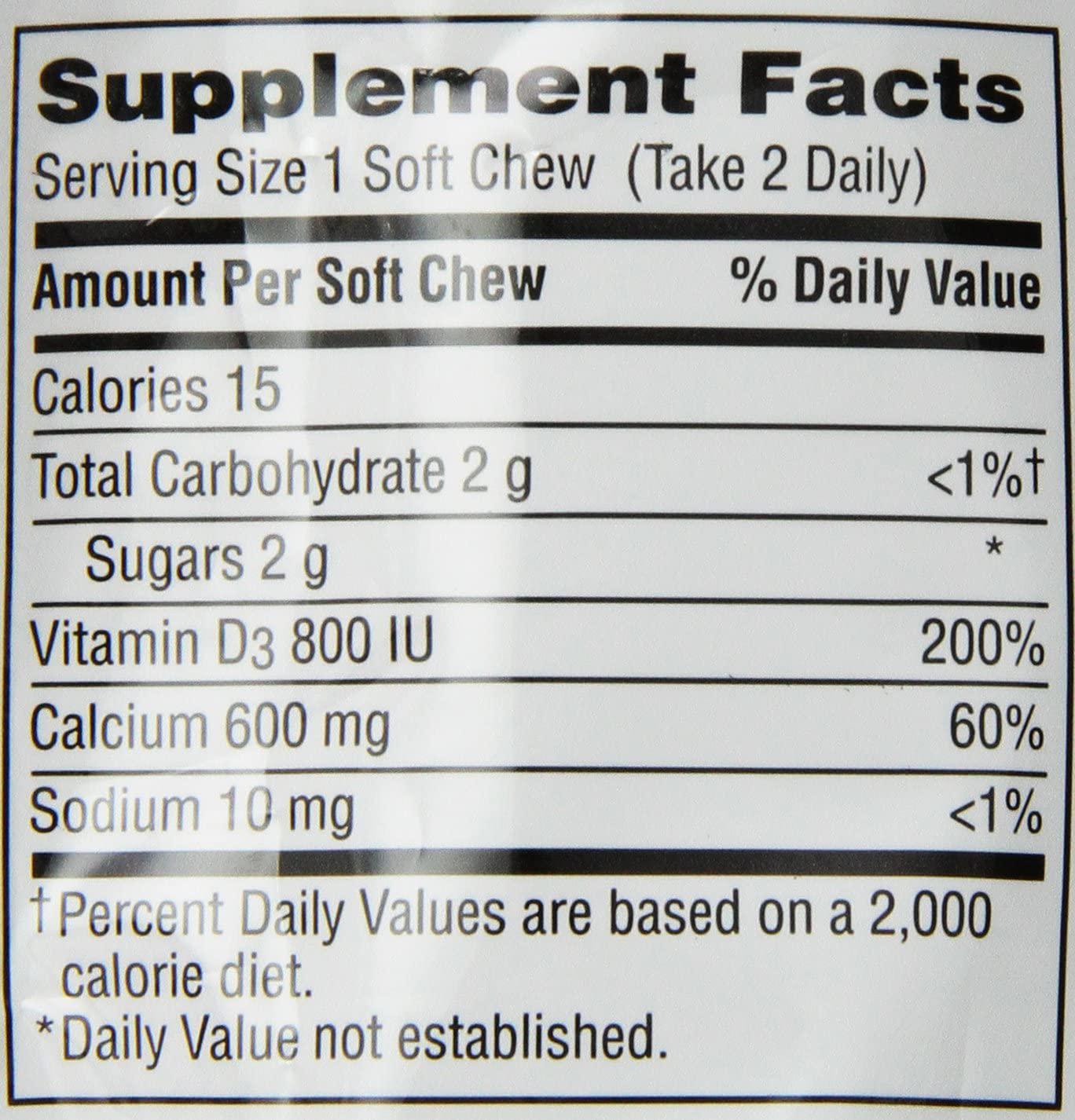 Caltrate 600+D3 Calcium and Vitamin D3 Supplement (Vanilla Creme Flavor, 60-Count Soft Chews)