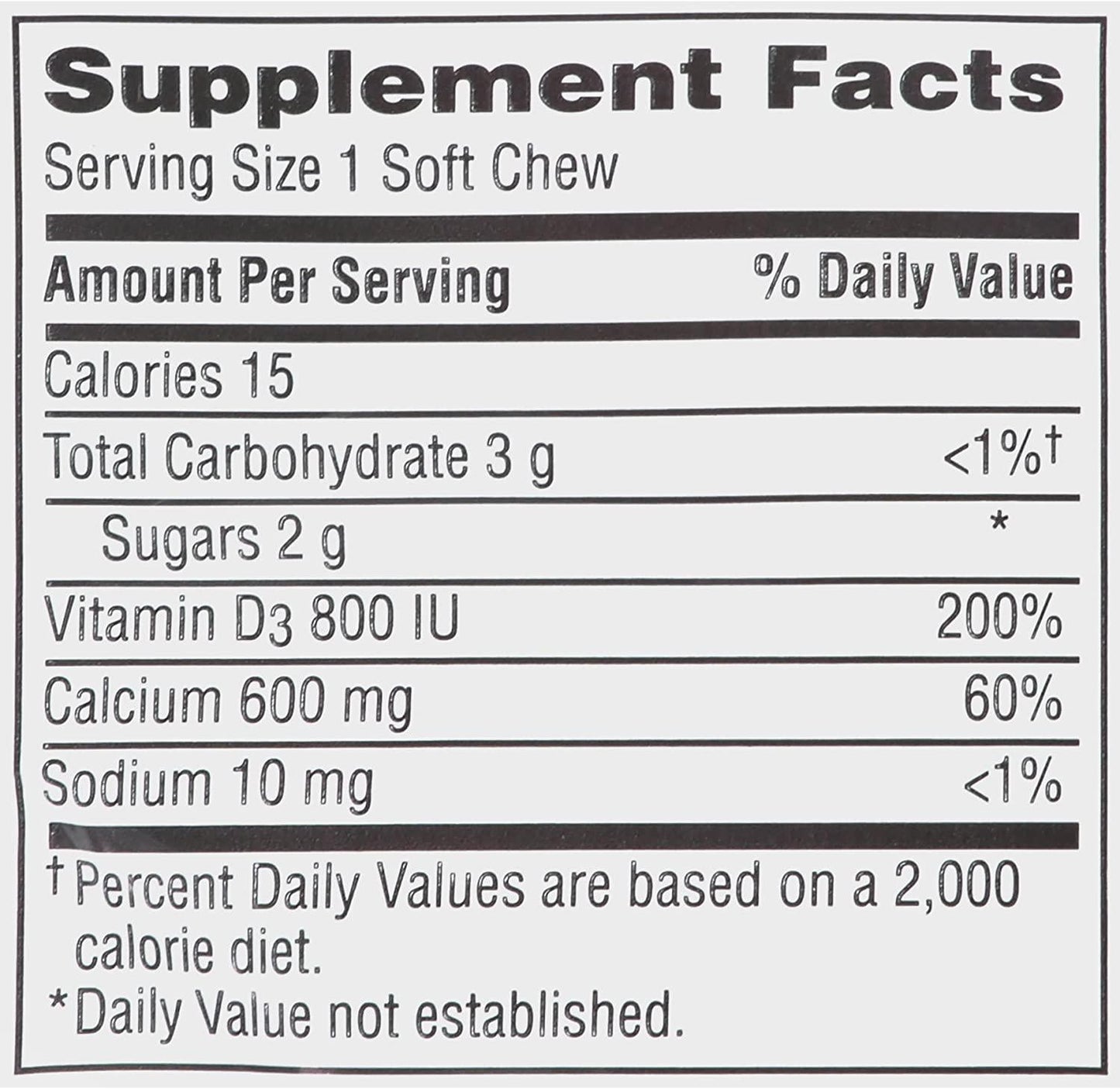 Caltrate 600+D3 Calcium and Vitamin D3 Supplement (Vanilla Creme Flavor, 60-Count Soft Chews)