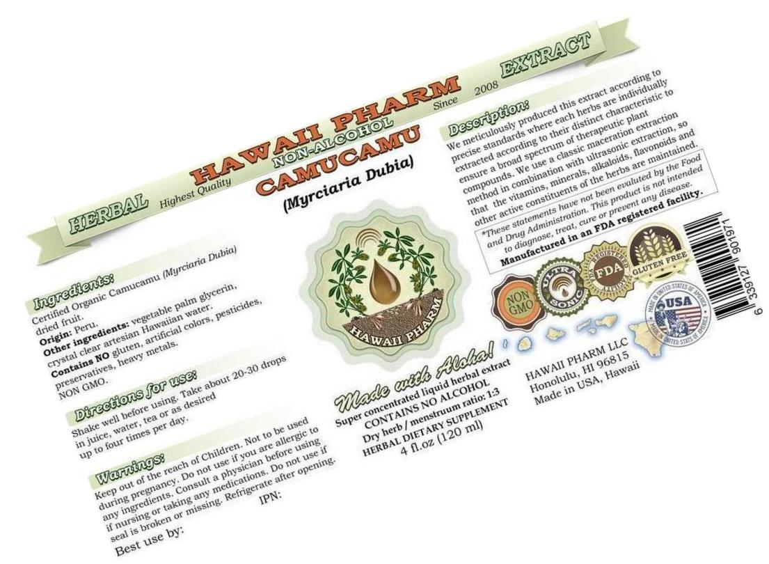 Camu Camu Alcohol-Free Liquid Extract, Camu Camu (Myrciaria Dubia) Dried Fruit Glycerite Hawaii Pharm Natural Herbal Supplement 2 oz