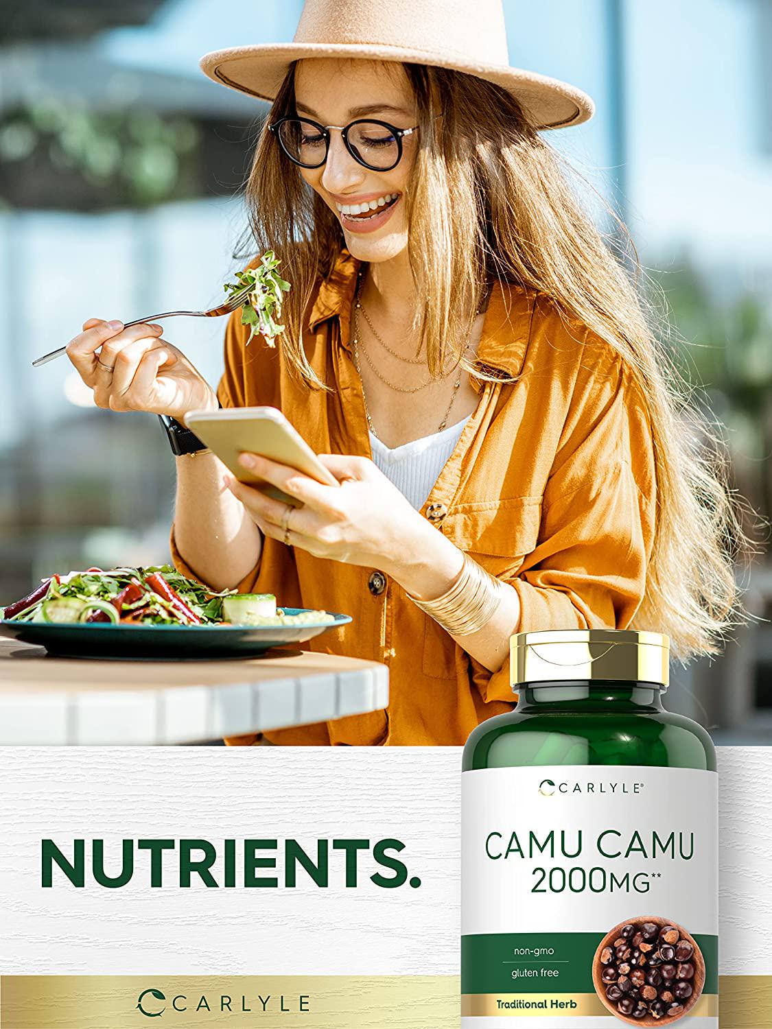 Camu Camu Capsules 2000mg | 200 Count | with Vitamin C | Non-GMO, Gluten Free | by Carlyle