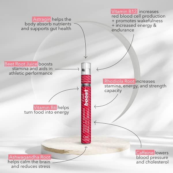 Can-i Boost 30 Servings Fast-Acting Oral Spray, Focus + Energy Supplement, Stay Awake, Brain Boost, Memory, Clarity and Concentration, Vitamin B12, B6 Supplement, Ashwagandha, Caffeine, Vegan Sugar Free