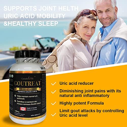 Canada Elk Goutreat - Canada's #1 Uric Acid Cleanser, Relieve The Pain and Inflammation Associated with Gout, 12 Natural Proven Ingredients, 90 Vegetarian Capsules
