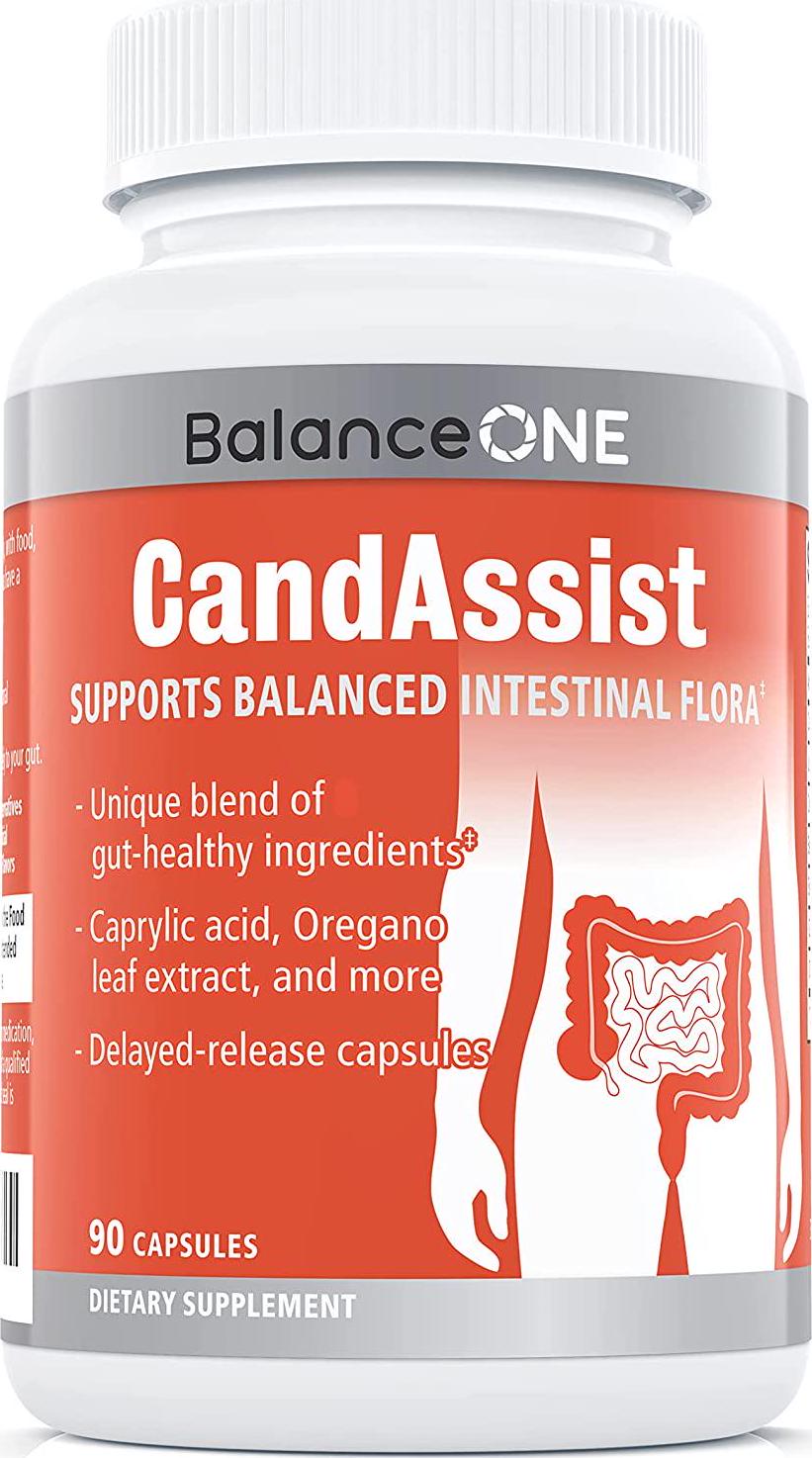 CandAssist by Balance ONE - Natural Cleanse and Detox Support - Caprylic Acid, Oregano, Berberine - for Women and Men - Delayed Release Capsules - Vegan, Non-GMO - 30 Day Supply