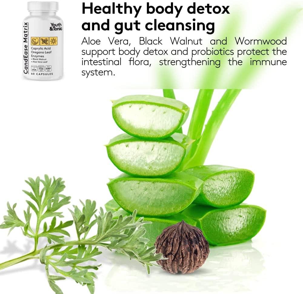 CandEase and Complete Detox Pills | Body Alkalise Restoring Normal Acidity Level | Digestive Balance and Gut Health Support | Cleanse Complex wIith More Probiotics Caprylic Acid Oregano Enzymes ACV