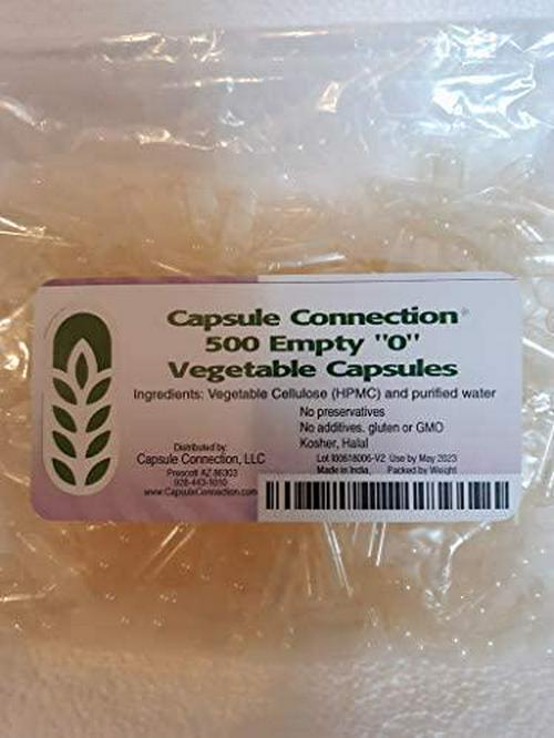 Capsule Connection 500 Bulk Wholesale Empty Vegetable Capsules, 0 Size Vegan and Vegetarian