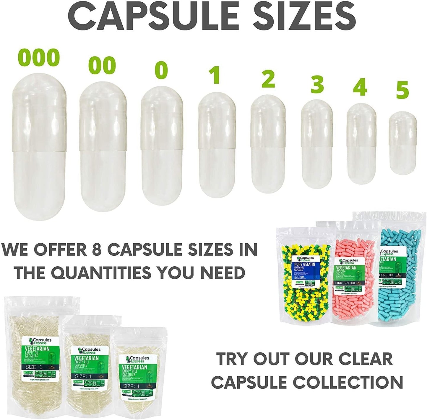 Capsules Express- Size 4 Multi-Colored Empty Gelatin Capsules - Kosher - Pure Gelatin Pill Capsule - DIY Powder Filling (1000)