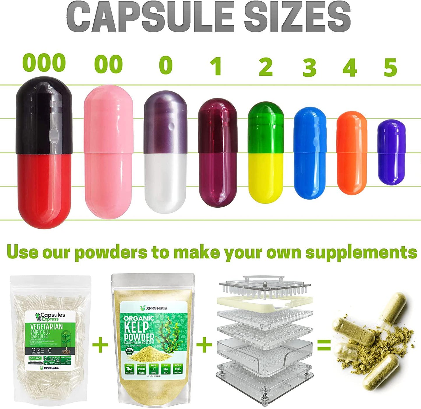 Capsules Express- Size 00 Clear Red Empty Vegan Capsules - Gluten-Free Vegetarian/Vegetable Pill Capsule - DIY Powder Filling (1000)