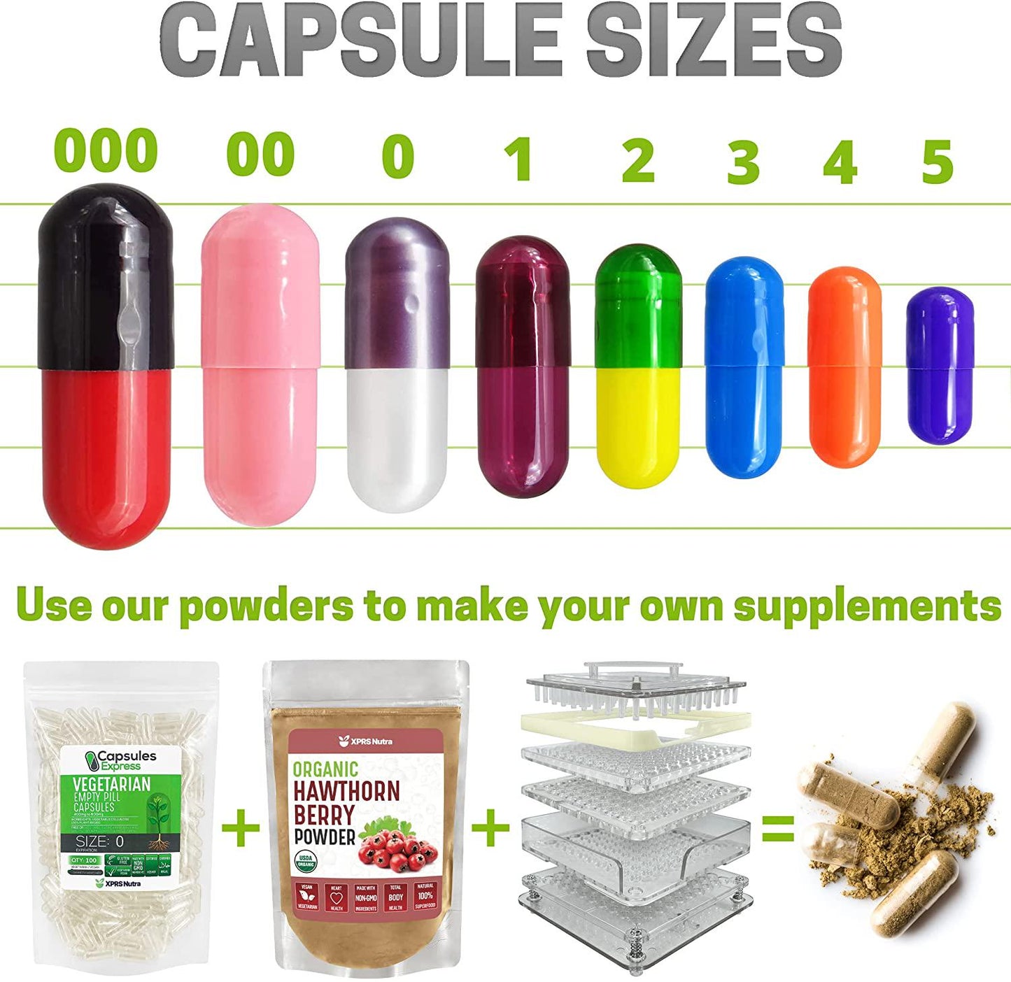 Capsules Express- Size 3 Purple and White Empty Gelatin Capsules- Kosher - Pure Gelatin Pill Capsule - DIY Powder Filling (1000)