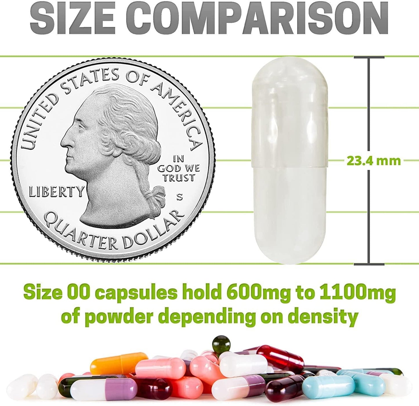 Capsules Express- Size 00 Clear Empty Vegan Capsules 1000 Count - Kosher and Halal - Vegetarian / Vegetable Pill Capsule - DIY Powder Filling