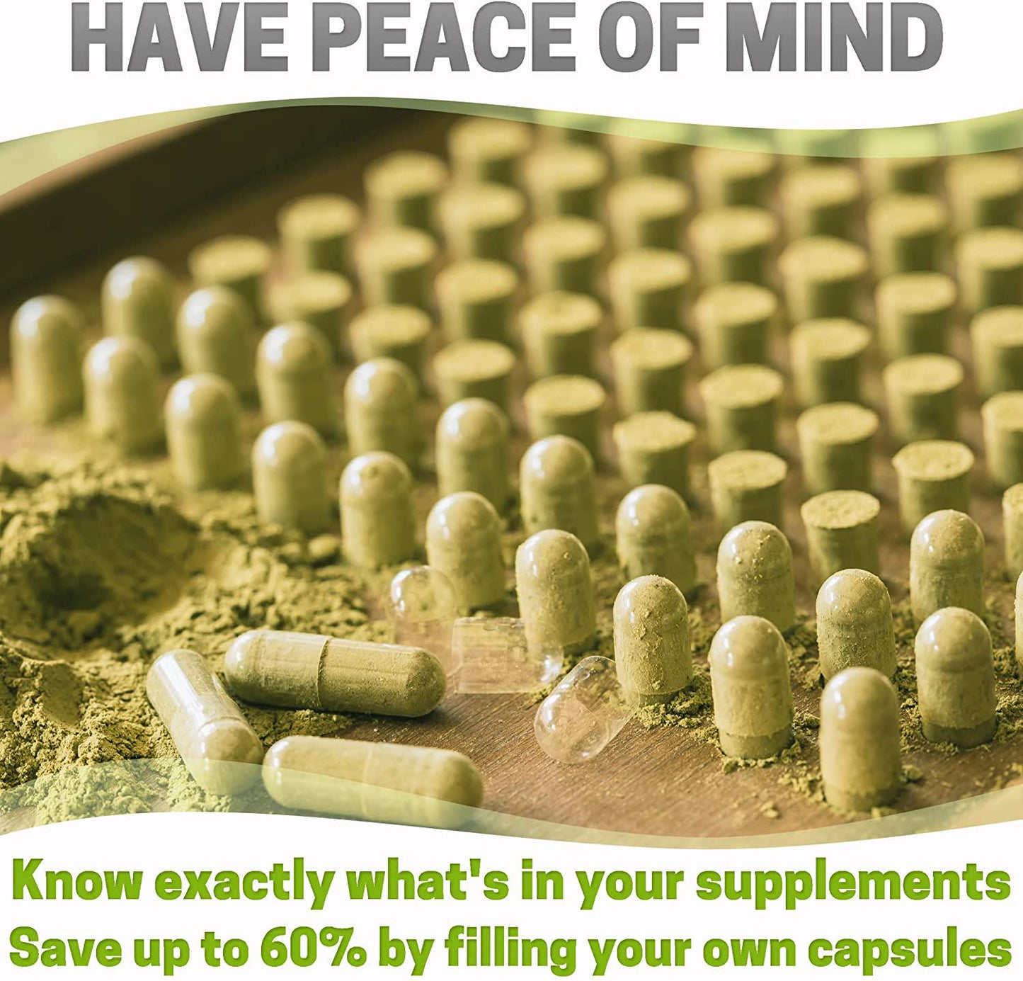 Capsules Express- Size 00 Forest Green Empty Vegan Capsules - Gluten-Free Vegetarian/Vegetable Pill Capsule - DIY Powder Filling (1000)