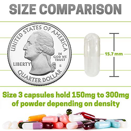 Capsules Express- Size 3 Green and Yellow Empty Gelatin Capsules- Kosher Certified - Gluten-Free Pure Bovine Gelatin Pill Capsule - DIY Powder Filling (500)