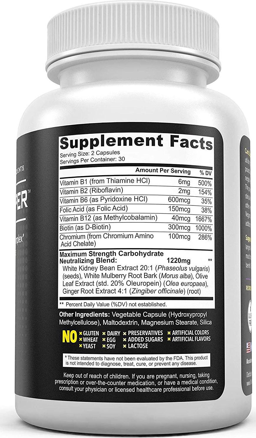 Carb Stopper Extreme (3 Bottles) Maximum Strength, Natural Carbohydrate and Starch Neutralizer | Keto Diet Cheat Supplement to Intercept Carbs with White Kidney Bean Extract, 60 Caps Each