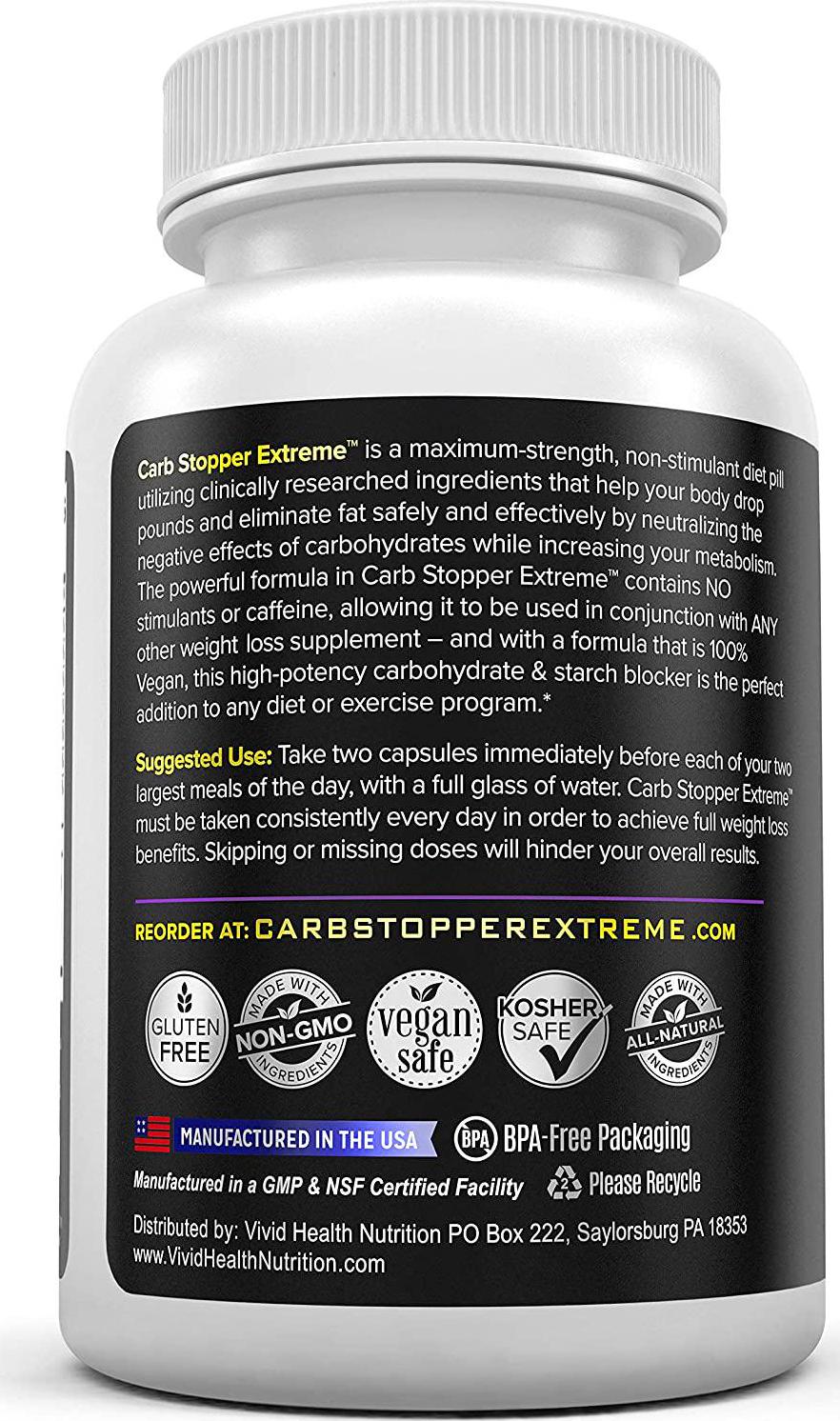 Carb Stopper Extreme (3 Bottles) Maximum Strength, Natural Carbohydrate and Starch Neutralizer | Keto Diet Cheat Supplement to Intercept Carbs with White Kidney Bean Extract, 60 Caps Each