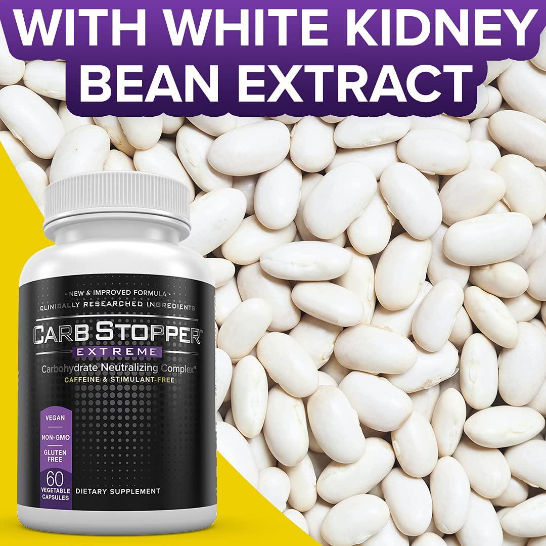 Carb Stopper Extreme (3 Bottles) Maximum Strength, Natural Carbohydrate and Starch Neutralizer | Keto Diet Cheat Supplement to Intercept Carbs with White Kidney Bean Extract, 60 Caps Each