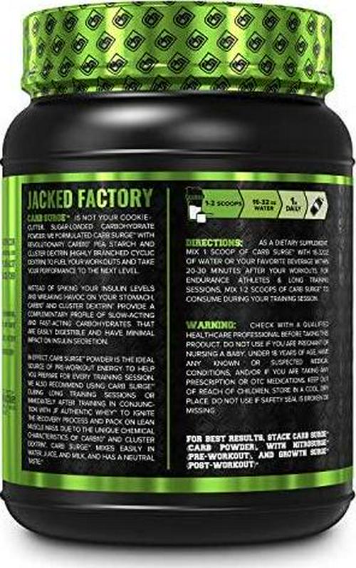 Carb Surge Carbohydrate Powder - Clean Workout Fuel w/ Carb10 Pea Starch and Cluster Dextrin for Enhanced Performance, Lean Muscle Mass, and More - Unflavored, 30 SV