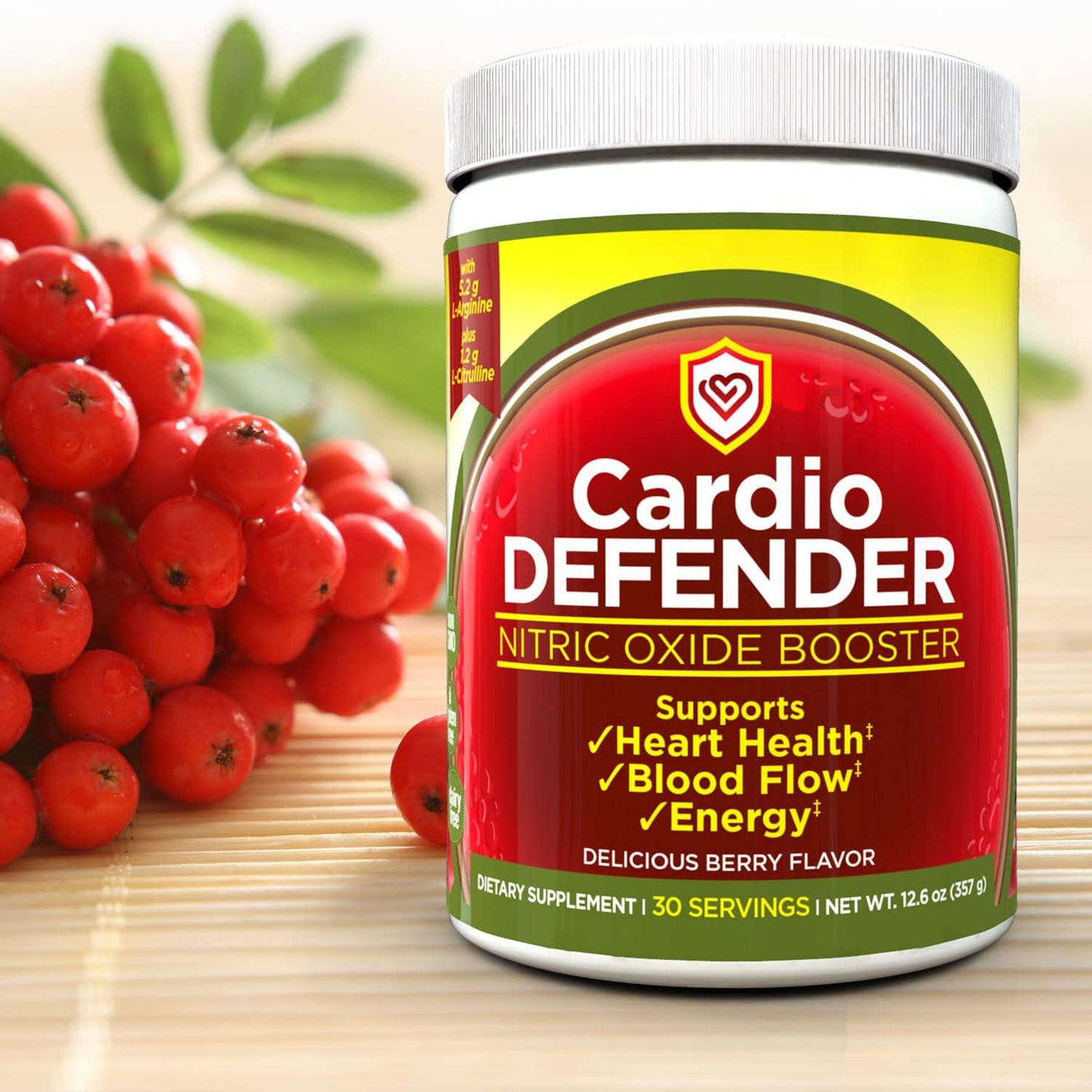 Cardio Defender 6 Pack - New Packaging, Same Great Formula - Cardio Heart Health - L-Arginine Supplement with 5,200mg L-Arginine and 1,200mg L-Citrulline - Heart Health Drink Mix